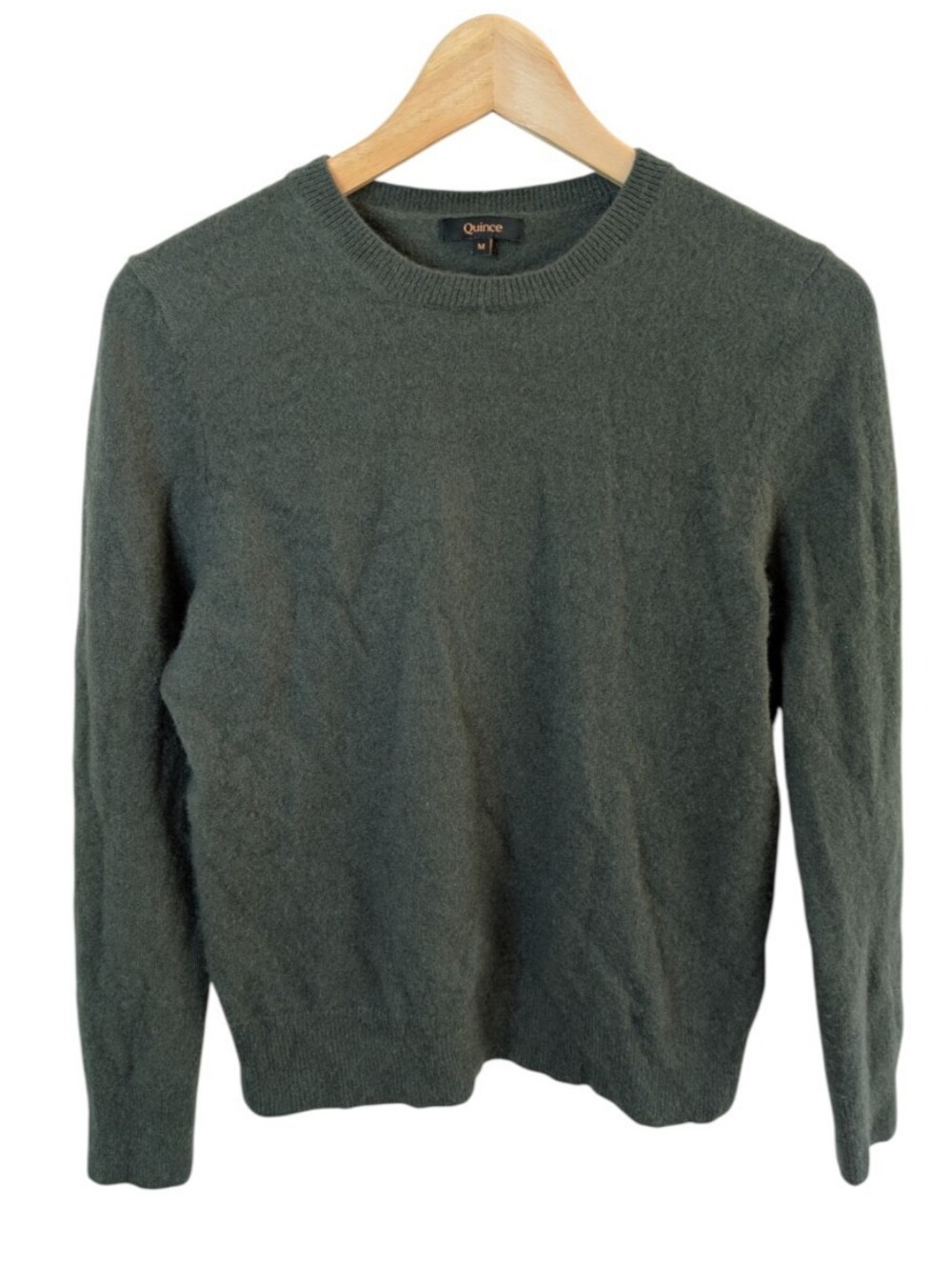 Quince Mongolian Cashmere Crew Neck Sweater Moss Medium
